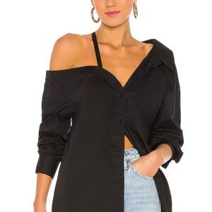 L'Academie Black Button Down Shirt